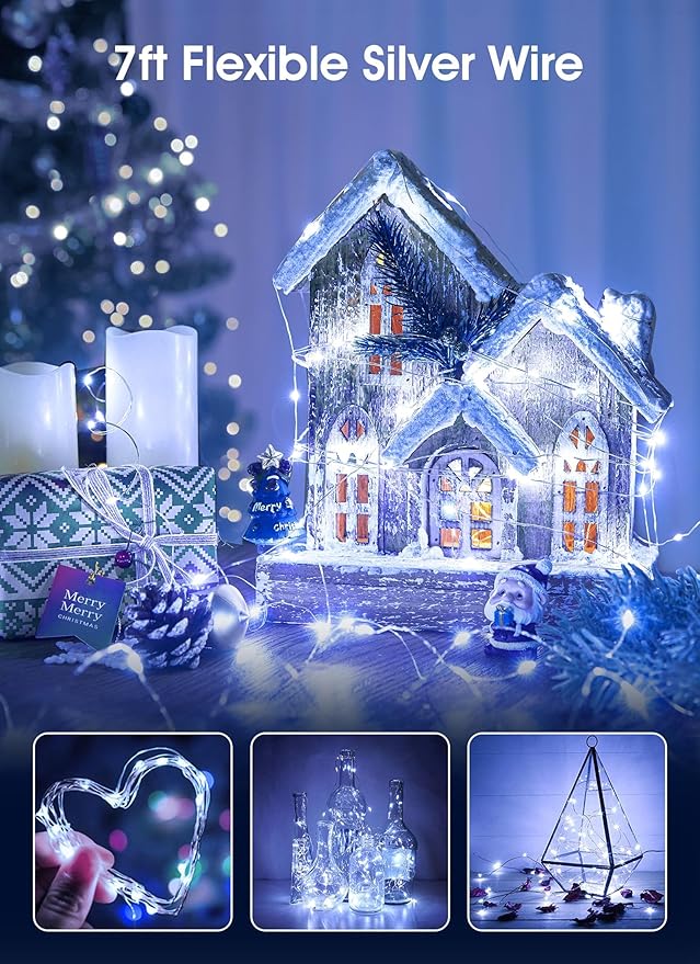 Minetom 6 Pack Fairy Lights Battery Operated String Lights - 7ft 20 LED - Image 3