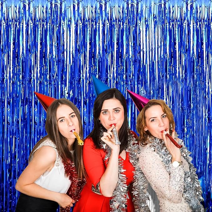 4P Metallic Foil Fringe Tinsel Table Skirts - Image 3