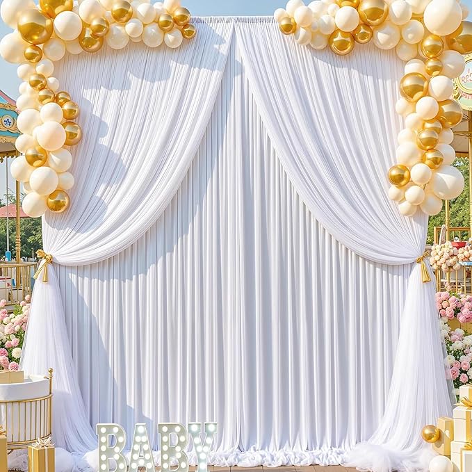 30ft x 15ft White Wrinkle Free Backdrop Curtains - Image 9