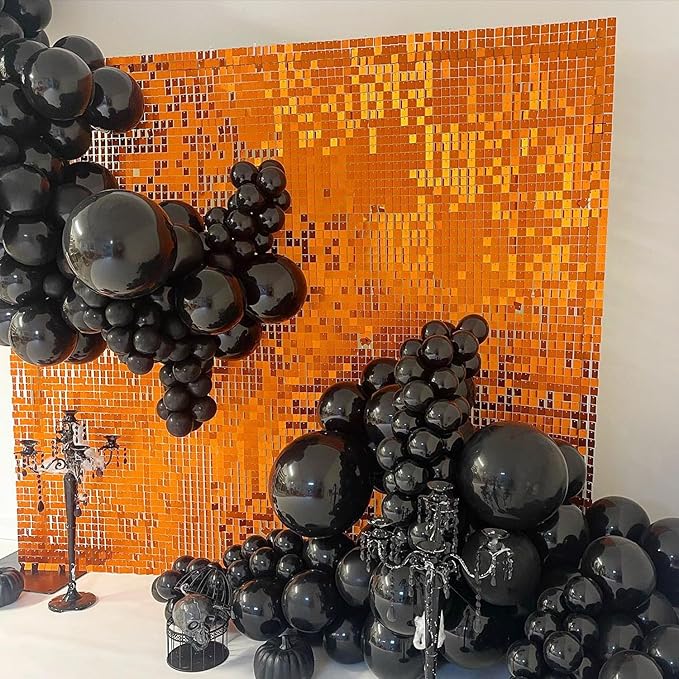 Qcity Orange Shimmer Wall Backdrop 36PCS, Square Sequin Glitter Backdrop Panel - Image 6