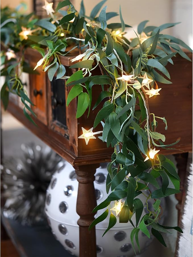 2 Mix Rustic Willow Garlands, Bendable Artificial Greenery Vine Leaves - Image 3