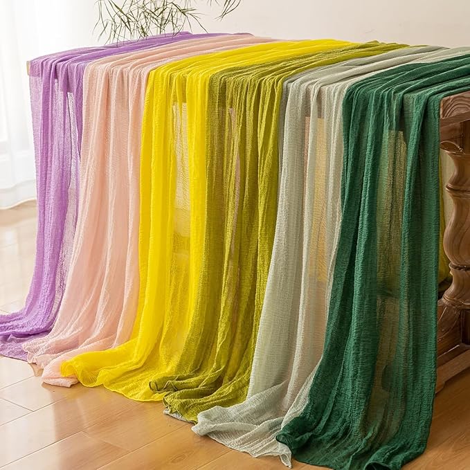 3Pcs Forest Green Gauze Rustic Cheesecloth Table Runner 120 Inch 10 FT - Image 6