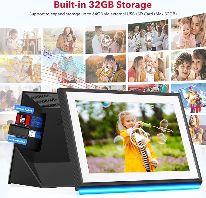 RCA 10.1" WiFi Digital Picture Frame Uhale App Photo Frames Electronic HD IPS - Image 3