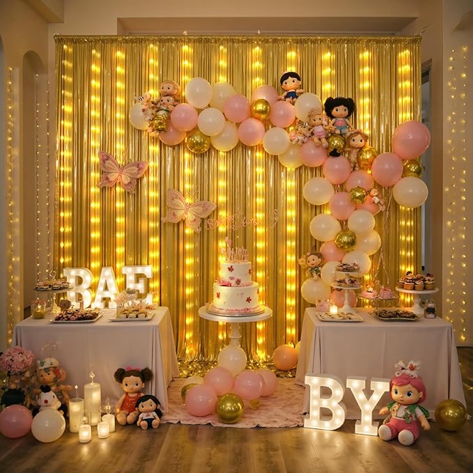PartyVillage 30x10FT Gold Sequin Backdrop Curtain - Image 8
