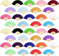 URATOT 36 Pieces Multicolor Folding Fans Silk Bamboo Folding Fans Handheld Fan by URATOT