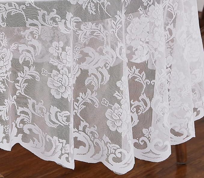 LinenZone Extra Large White Round Tablecloth - Image 3