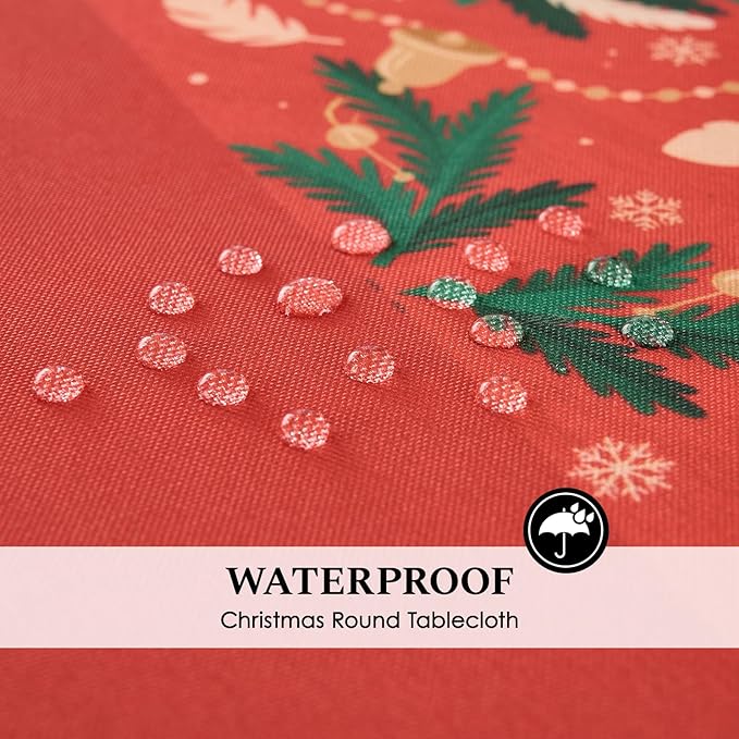 Christmas Tablecloth Round 60 Inch Waterproof, Machine Washable Checkered - Image 3