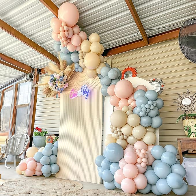 Gender Reveal Balloon Arch Kit 115Pcs Dusty Blue Blush Balloons Garland Boho - Image 3