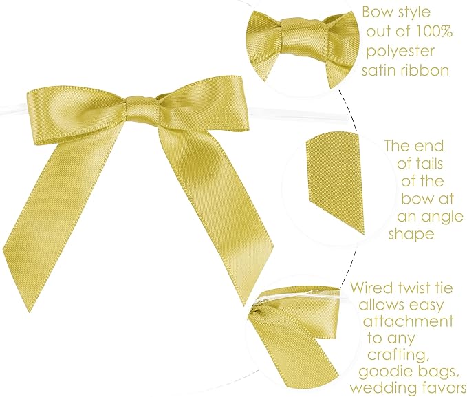 AIMUDI Small Gold Bows for Christmas Tree 2.5" Pretied Gold Bows for Gift - Image 4