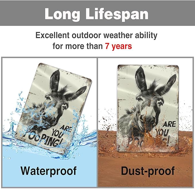 Funny Donkey "Are You Pooping?" Tin Sign - Image 7