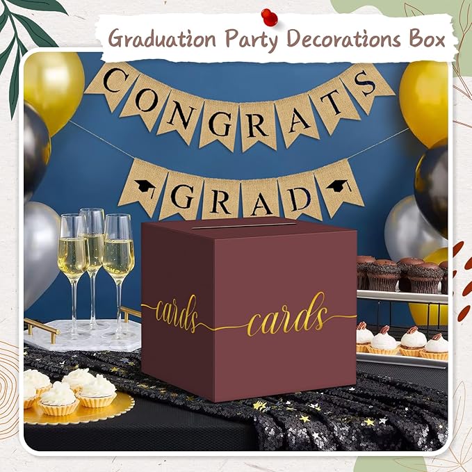 QIKSION Maroon Graduation Card Box, Wedding Reception, Baby Shower - Image 5