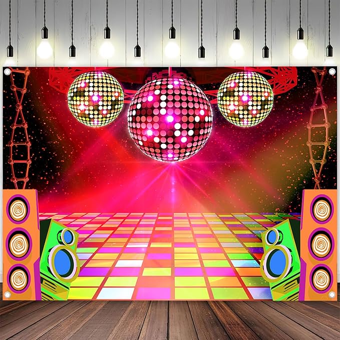 20X10ft Dance Party Backdrop Retro 70s 80s 90s Theme Glitter Stage Dance Ball by MERCHR