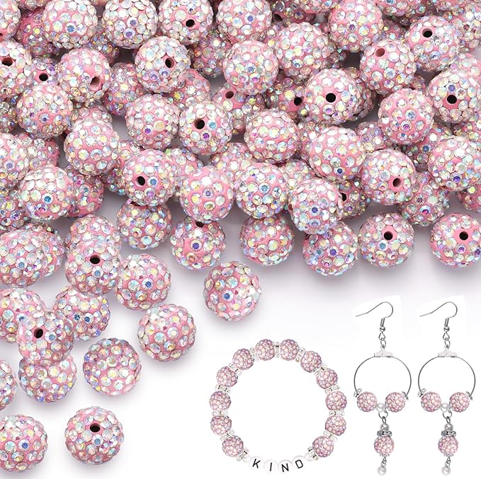 200pcs 10mm Pink AB Rhinestone Beads by TINKRSTUFF