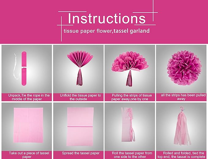 Hot Pink White Party Decorations - Image 4