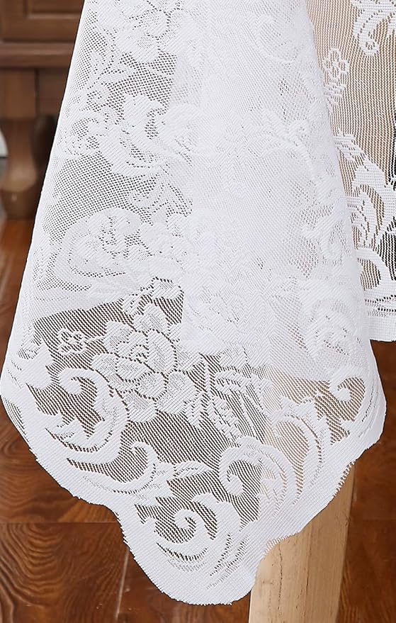 LinenZone Extra Large White Round Tablecloth - Image 4