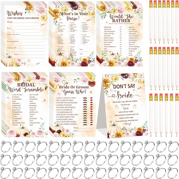 Estune 331 Pcs Bridal Shower Games Supplies, 5 Sets 250 Pcs Wedding Cards 1 Put by Estune