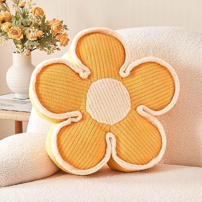 Flower Pillow, Soft Shaped Floor Cushion, Decorative Throw Pillow, Cute Seating by Kcvvcr