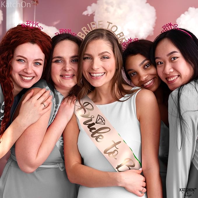 KatchOn, Rose Gold Bride to be Sash and Headband - Image 6