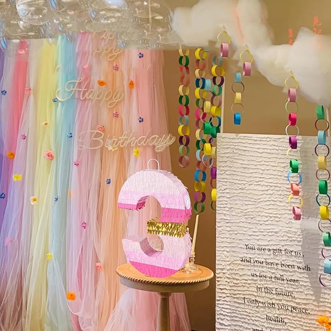PCFING 20 Inch Number 3 Piñata Pink Gold - Image 6