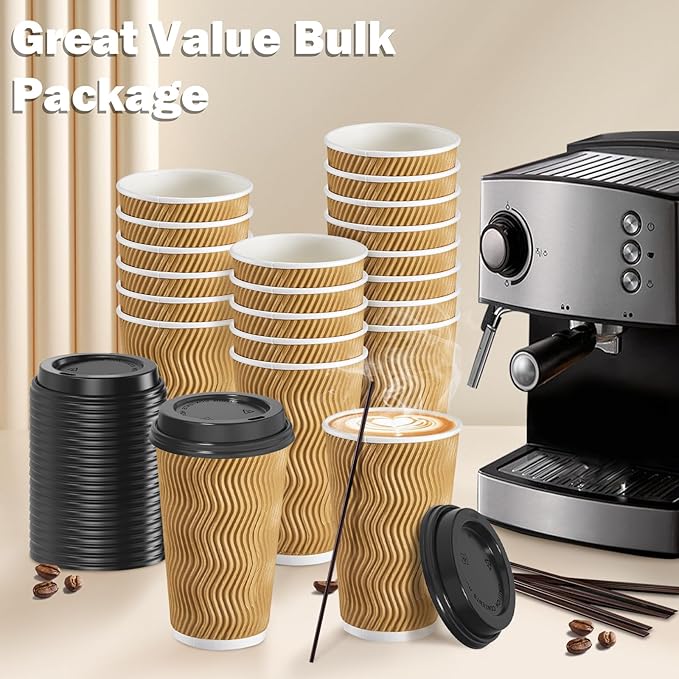 SIUQ 16 oz Coffee Cups-90 Pack Disposable Coffee Cups - Image 4
