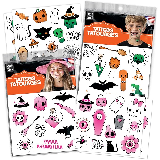 Spooky Halloween Temporary Tattoos Variety Pack – 100+ Scary Designs by Savvi
