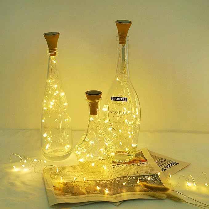 Upgraded 8 Pack Solar Wine Bottle Lights, 20LED Silver Wire Cork Lights - Image 3