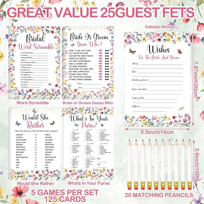 Teling 145 Pieces Bridal Shower Game Bridal Shower Favors Set Wedding Games - Image 3