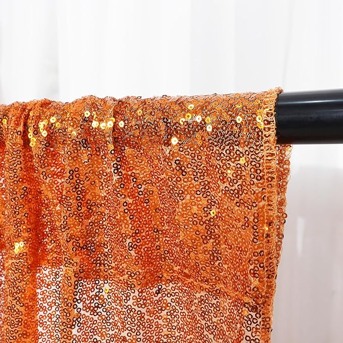 Poise3EHome Orange Sequin Backdrop Curtain, 2 Panels 2FTx8FT Glitter Background - Image 4