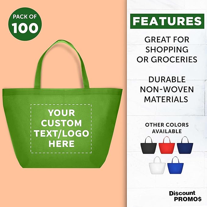 DISCOUNT PROMOS Custom Southern Style Grocery Tote Bags Set of 100 - Image 2