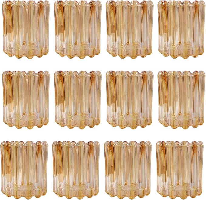 GOLDEAL 12Pcs Gold Glass Votive Candle Holders Tealight Holders Decorative - Image 8