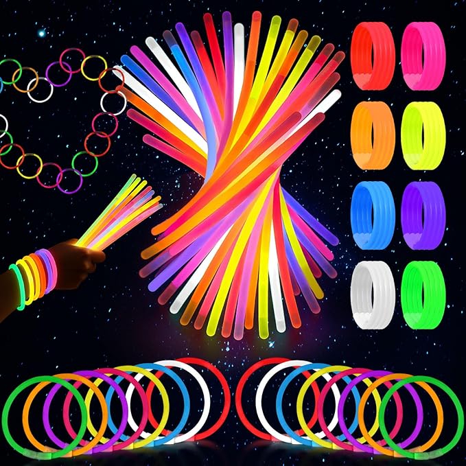 3 otters 100PCS Glow Sticks, 8 Inch Glow in the Dark Party Favors Halloween by 3otters