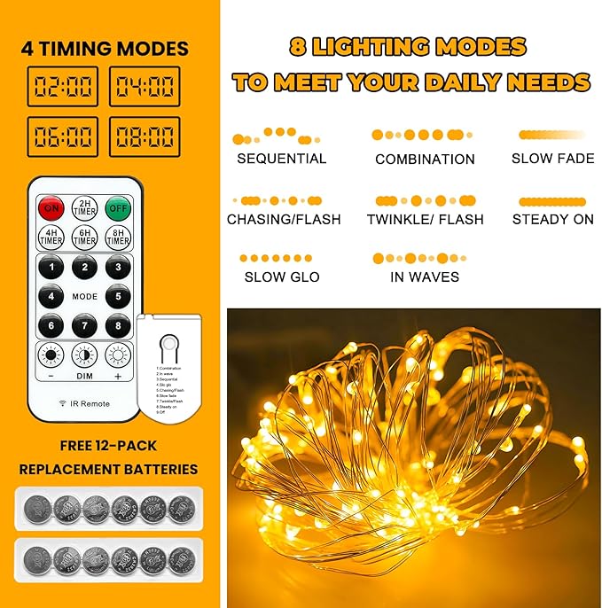 HXWEIYE 6 Pack Fairy Lights Battery Operated - Image 2