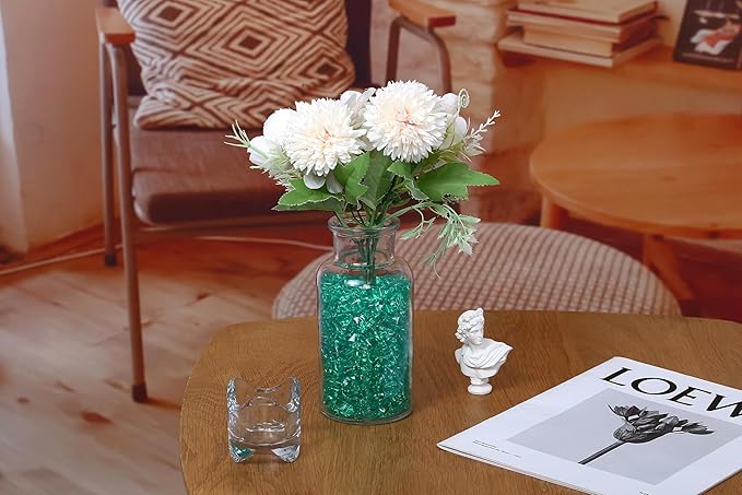 LAIDANLA 500PCS Dark Green Acrylic Gems Vase Fillers Green Fake Ice Cubes - Image 2