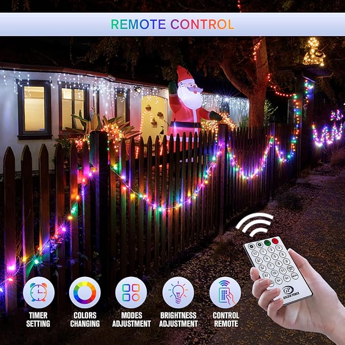JMEXSUSS 500 LED Color Changing String Lights, 163FT White & Multicolor - Image 7