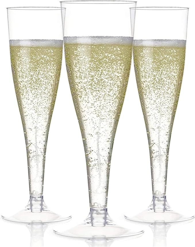 Prestee Set of 24 Clear Plastic Champagne Flutes by Prestee