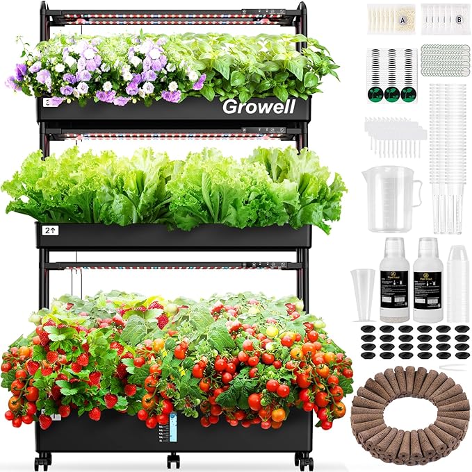 Large Hydroponics Growing System Kit, 90 Pods Vertical Hydroponic Garden by Growell