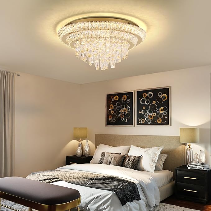 24 inch Crystal Gold Ceiling-Light Flush Mount - Image 6