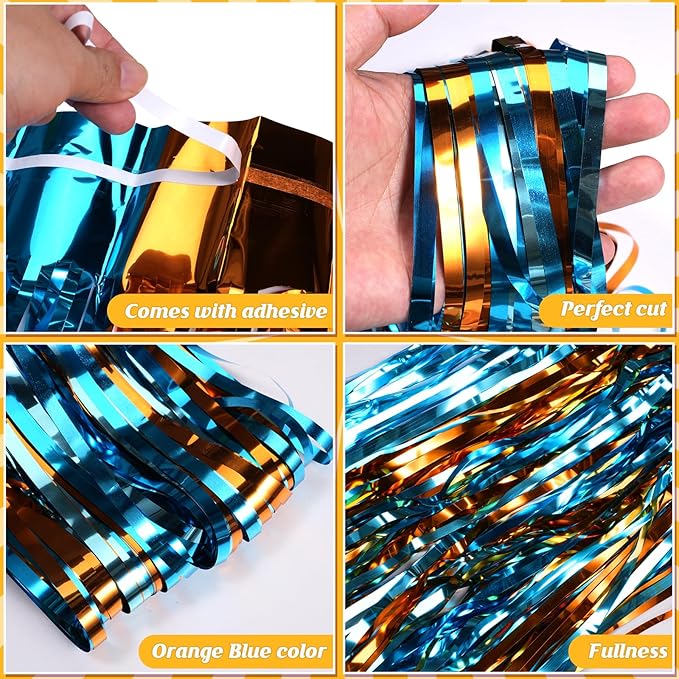 3 Pack 3.3X6.6Ft Blue Dog Foil Fringe Curtains Backdrop Decorations - Image 5