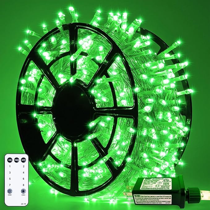 JMEXSUSS 500 LED Green Christmas String Lights Indoor Outdoor, 8 Modes 163 FT by JMEXSUSS