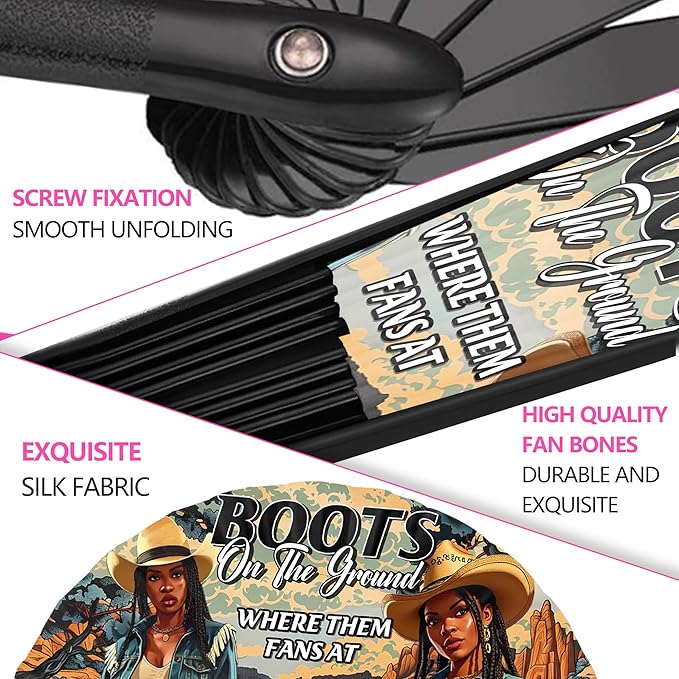 Boots On The Ground Hand Fan, Where Them Fans At Folding Fans, Clapping - Image 4