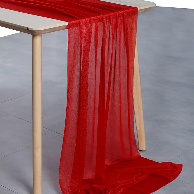 MDS 2 Pack 14ft Chiffon Table Runner 29 x 170 Inches Sheer Wedding Runner - Image 2