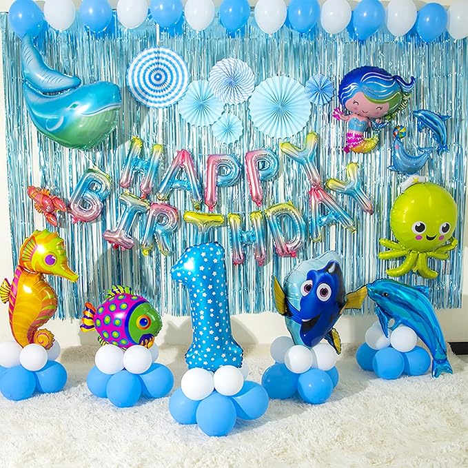 2 Pcs Light Blue Metallic Tinsel Foil Fringe Curtains Backdrop, 3.28 ft x 6.56 - Image 3