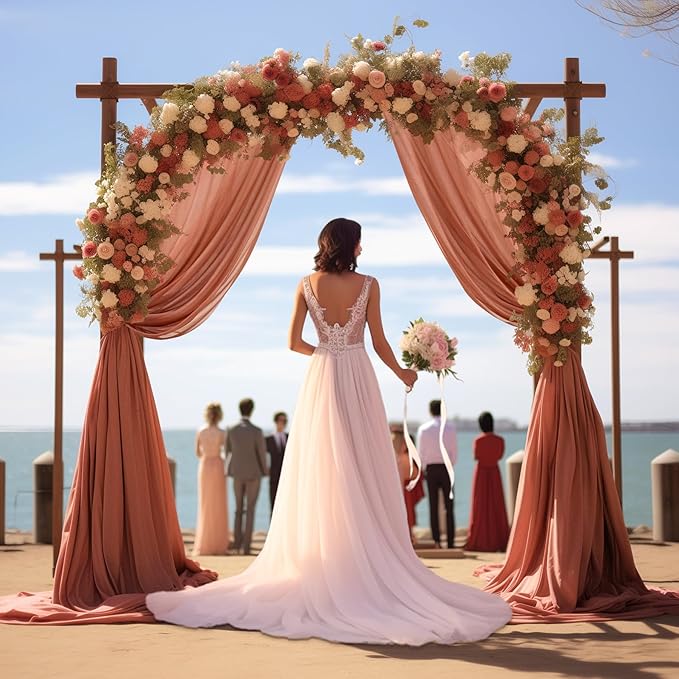 Wedding Arch Draping Fabric, 1 Panel 28" x 19Ft Terracotta Wedding Arch Drapes - Image 6