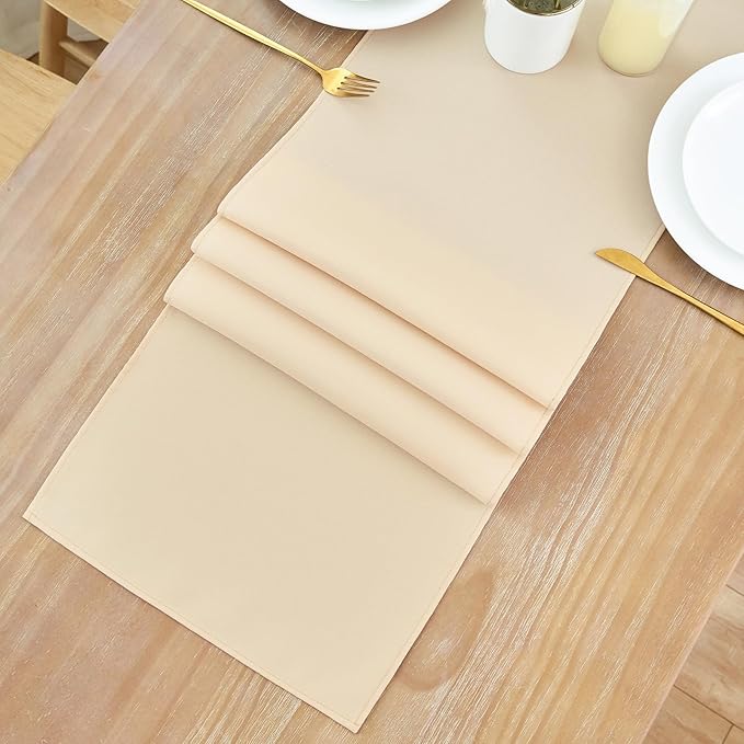 2 Pack Beige Long Table Runner 12 x 108 Inch Solid Color Farmhouse Runners - Image 8