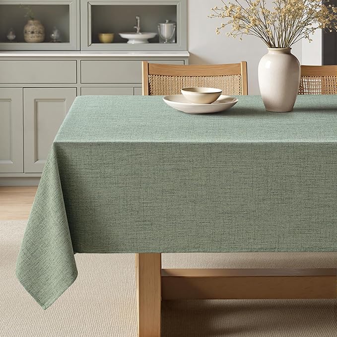 MIULEE Sage Green Linen Tablecloth 60x84 Inch Rectangle Table Cloth Waterproof by MIULEE