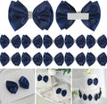 Navy Satin Bows 4'' Premade Blue Ribbon Bow, Gift Bows by LiBongTa