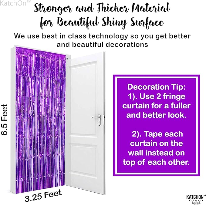 KatchOn, Metallic Purple Foil Fringe Curtain - Image 3
