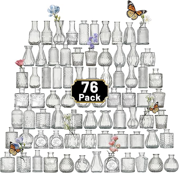 Glass Bud Vase Set of 76 Pcs Small Minimalist Vases by Tahnach