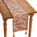 ISAENNE Designer Elegant Red Linen Extra Long Table Runner 118 Inches, Vintage by Isaennehomedecoration