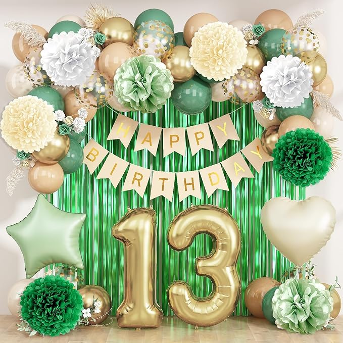 Sage Green 13th Birthday Decorations by KAINSY